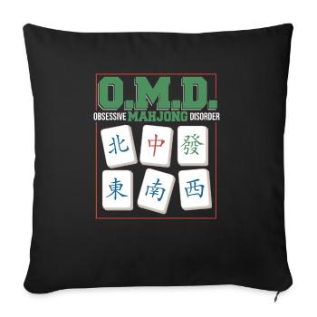 Gift for Mahjong Fans - Sofa pillowcase 17,3'' x 17,3'' (45 x 45 cm) - black - Front