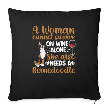 Bernedoodle Hund - Sofakissenbezug 45 x 45 cm - Schwarz - Vorne