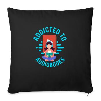 Audiobook Junkie : Perdu dans la narration - Housse de coussin décorative 45 x 45 cm - noir - Devant