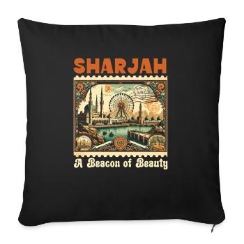 Sharjah Émirats arabes unis Voyage vacances Émirats arabes unis - Housse de coussin décorative 45 x 45 cm - noir - Devant
