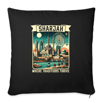 Sharjah Émirats arabes unis Voyage vacances Émirats arabes unis - Housse de coussin décorative 45 x 45 cm - noir - Devant