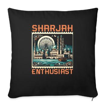 Sharjah Émirats arabes unis Voyage vacances Émirats arabes unis - Housse de coussin décorative 45 x 45 cm - noir - Devant
