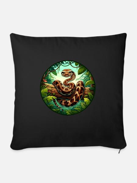 Boa Schlange - Sofakissenbezug 45 x 45 cm - Schwarz