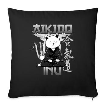 aikido inu funny mma aikido dog dogs akita inu - Sofa pillowcase 17,3'' x 17,3'' (45 x 45 cm) - black - Front