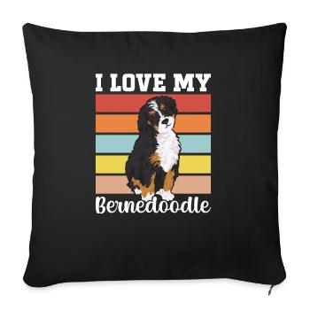 Bernedoodle Hund - Sofakissenbezug 45 x 45 cm - Schwarz - Vorne