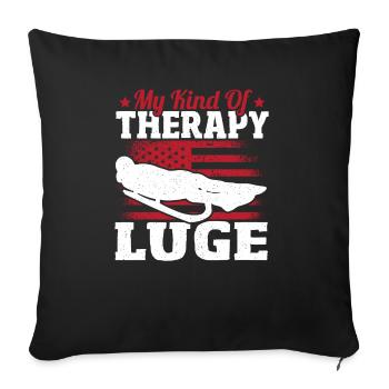 Mon type de thérapie : la luge - Housse de coussin décorative 45 x 45 cm - noir - Devant