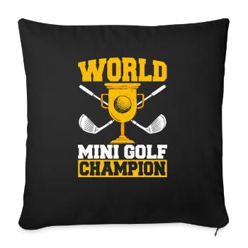Geschenk für Minigolfspieler - Sofakissenbezug 45 x 45 cm - Schwarz - Vorne