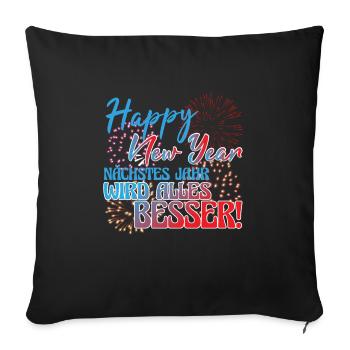 Silvester Neujahr Silvesterparty - Sofakissenbezug 45 x 45 cm - Schwarz - Vorne