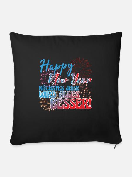 Silvester Neujahr Silvesterparty - Sofakissenbezug 45 x 45 cm - Schwarz