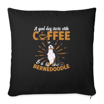 Bernedoodle Hund - Sofakissenbezug 45 x 45 cm - Schwarz - Vorne