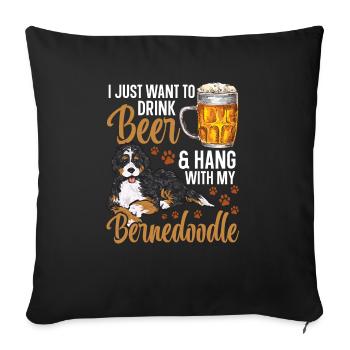 Bernedoodle Hund - Sofakissenbezug 45 x 45 cm - Schwarz - Vorne