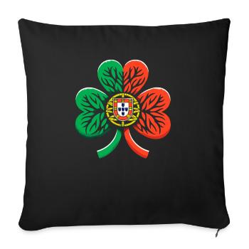 Kleeblatt Portugal Flagge St. Patrick St. Patricks - Sofakissenbezug 45 x 45 cm - Schwarz - Vorne