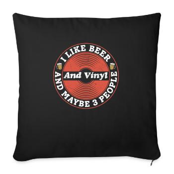J’aime la bière et le vinyle et peut-être 3 personnes enregistrent V - Housse de coussin décorative 45 x 45 cm - noir - Devant