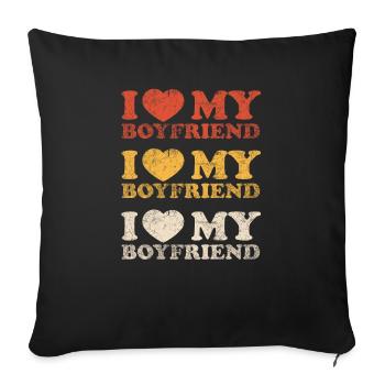 J’aime mon petit ami Vintage classique - Housse de coussin décorative 45 x 45 cm - noir - Devant