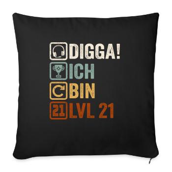21st Birthday Gift 21st Gamer Gamer Saying - Sofa pillowcase 17,3'' x 17,3'' (45 x 45 cm) - black - Front