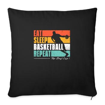 Manger Dormir Basketball Repeter. - Housse de coussin décorative 45 x 45 cm - noir - Devant