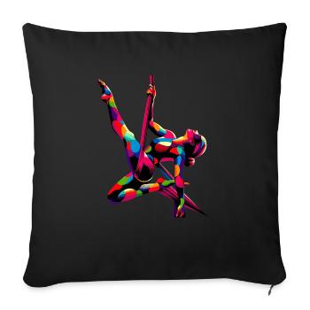 Coloré Pop Art Aérien Soie Yoga Aérienne - Housse de coussin décorative 45 x 45 cm - noir - Devant
