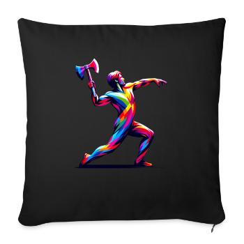 Pop Art Axe Throwing Hatchet Thrower Axes - Sofa pillowcase 17,3'' x 17,3'' (45 x 45 cm) - black - Front