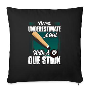 A Girl With A Cue Stick Billard Pool Billiard Play - Sofakissenbezug 45 x 45 cm - Schwarz - Vorne