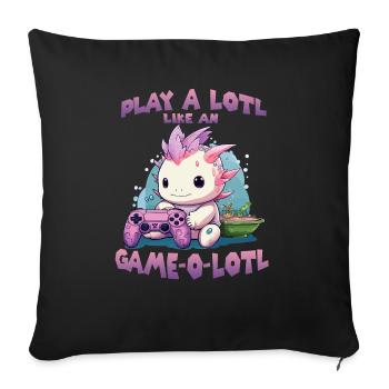 Kawaii Axolotl Anime T pour gamer hobby streamer - Housse de coussin décorative 45 x 45 cm - noir - Devant