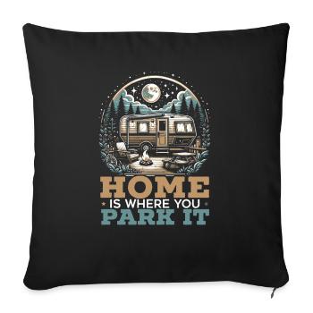 Mobil-home Camping-car Trailer Park Rolling Home - Housse de coussin décorative 45 x 45 cm - noir - Devant