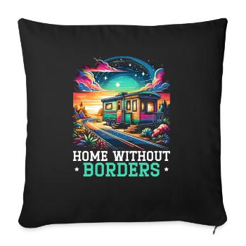 Mobil-home Camping-car Trailer Park Rolling Home - Housse de coussin décorative 45 x 45 cm - noir - Devant