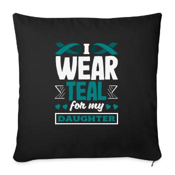 Teal Ribbon PTSD Stress Angststörung - Sofakissenbezug 45 x 45 cm - Schwarz - Vorne