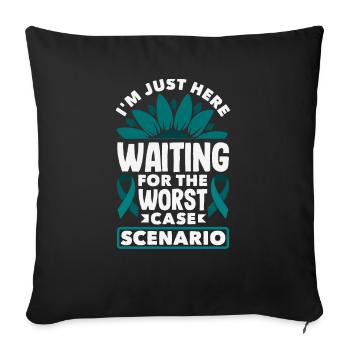 Teal Ribbon PTSD Stress Anxiety Disorder - Sofa pillowcase 17,3'' x 17,3'' (45 x 45 cm) - black - Front