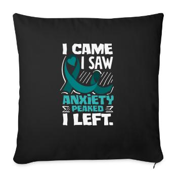 Teal Ribbon PTSD Stress Anxiety Disorder - Sofa pillowcase 17,3'' x 17,3'' (45 x 45 cm) - black - Front
