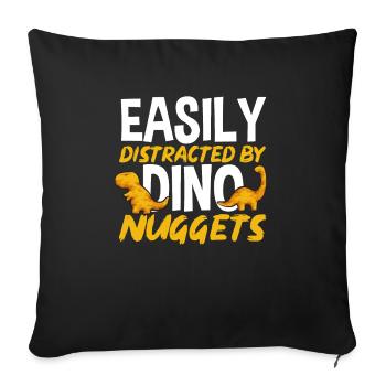 Dino Nuggets Dinosaurier Chicken Nuggets - Sofakissenbezug 45 x 45 cm - Schwarz - Vorne