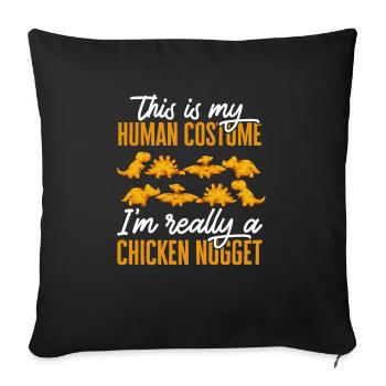 Dino Nuggets Dinosaurier Chicken Nuggets - Sofakissenbezug 45 x 45 cm - Schwarz - Vorne