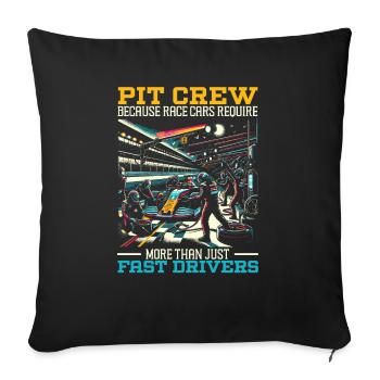 Pit Crew Course de voitures Course Piste de course Sport automobile - Housse de coussin décorative 45 x 45 cm - noir - Devant