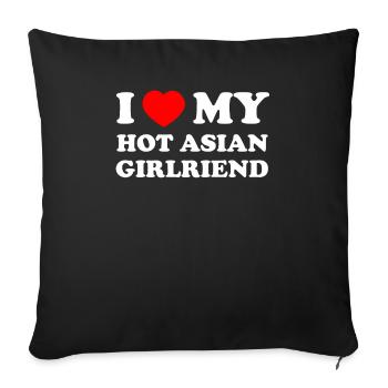 J’aime ma petite amie asiatique très chaude - Housse de coussin décorative 45 x 45 cm - noir - Devant
