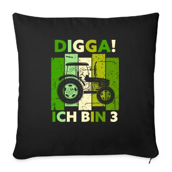 3ème anniversaire garçon tracteur cadeau agriculteur - Housse de coussin décorative 45 x 45 cm - noir - Devant