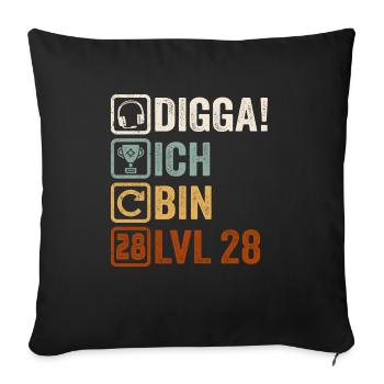 28th Birthday Gift 28th Gamer Gamer Saying - Sofa pillowcase 17,3'' x 17,3'' (45 x 45 cm) - black - Front
