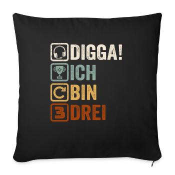3rd Birthday Gift 3rd Gamer Gamer Saying - Sofa pillowcase 17,3'' x 17,3'' (45 x 45 cm) - black - Front