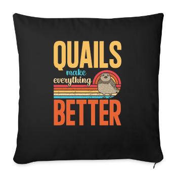 Oiseau de caille - Housse de coussin décorative 45 x 45 cm - noir - Devant