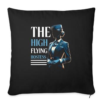 Flugbegleiterin, Flugbegleiterin, Stewardess - Sofakissenbezug 45 x 45 cm - Schwarz - Vorne