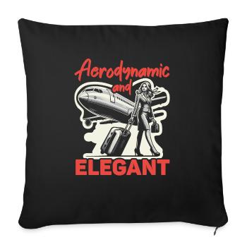 Hôtesse de l’air Personnel navigant Aviation Hôtesse de l’air - Housse de coussin décorative 45 x 45 cm - noir - Devant