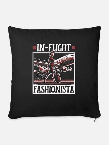 Flugbegleiterin, Flugbegleiterin, Stewardess - Sofakissenbezug 45 x 45 cm - Schwarz