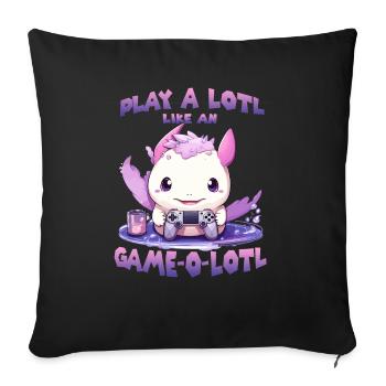 Axolotl T mignon pour les joueurs | Kawaii Stuff - Housse de coussin décorative 45 x 45 cm - noir - Devant