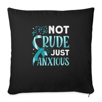 Teal Ribbon PTSD Stress Anxiety Disorder - Sofa pillowcase 17,3'' x 17,3'' (45 x 45 cm) - black - Front