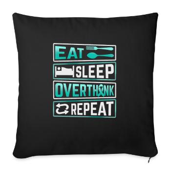 Teal Ribbon PTSD Stress Anxiety Disorder - Sofa pillowcase 17,3'' x 17,3'' (45 x 45 cm) - black - Front
