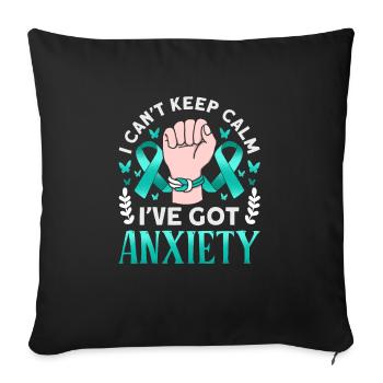 Teal Ribbon PTSD Stress Anxiety Disorder - Sofa pillowcase 17,3'' x 17,3'' (45 x 45 cm) - black - Front