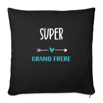 super grand frère humour - Housse de coussin décorative 45 x 45 cm - noir - Devant
