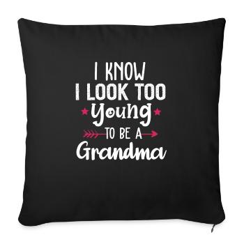 Avoir l’air trop jeune pour être une nouvelle grand-mère - Housse de coussin décorative 45 x 45 cm - noir - Devant