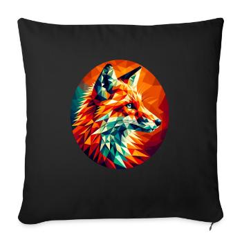 Fox in polygon illustration - Sofa pillowcase 17,3'' x 17,3'' (45 x 45 cm) - black - Front