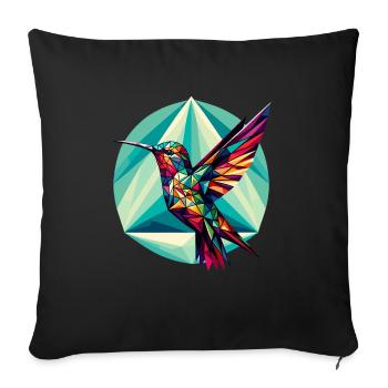 Colibri dans la représentation polygonale - Housse de coussin décorative 45 x 45 cm - noir - Devant