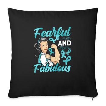 Teal Ribbon PTSD Stress Anxiety Disorder - Sofa pillowcase 17,3'' x 17,3'' (45 x 45 cm) - black - Front