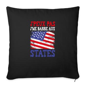 Je peux pas je me barre aux States Etats-Unis - Housse de coussin décorative 45 x 45 cm - noir - Devant